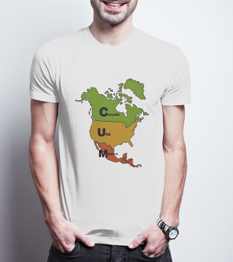 Canada USA Mexico Map CUM Bold Letters T-Shirt