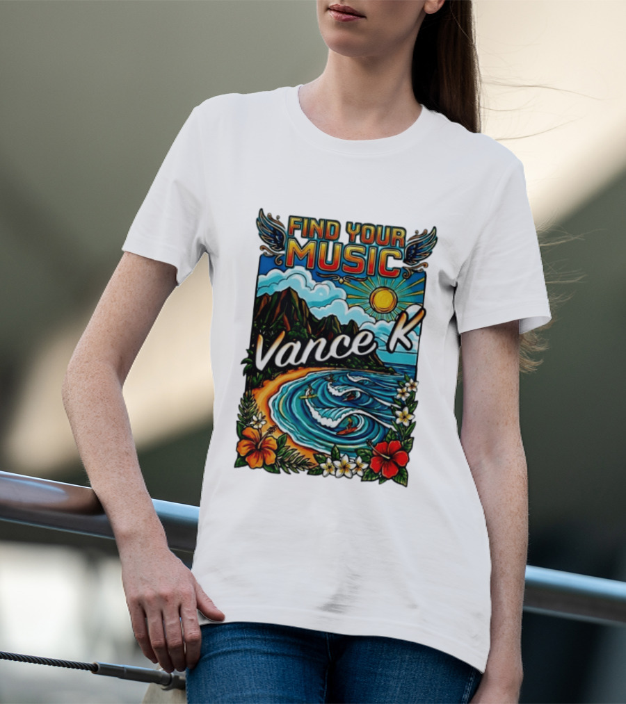 Find Your Music Vance K Tropical Surfing Paradise T-Shirt