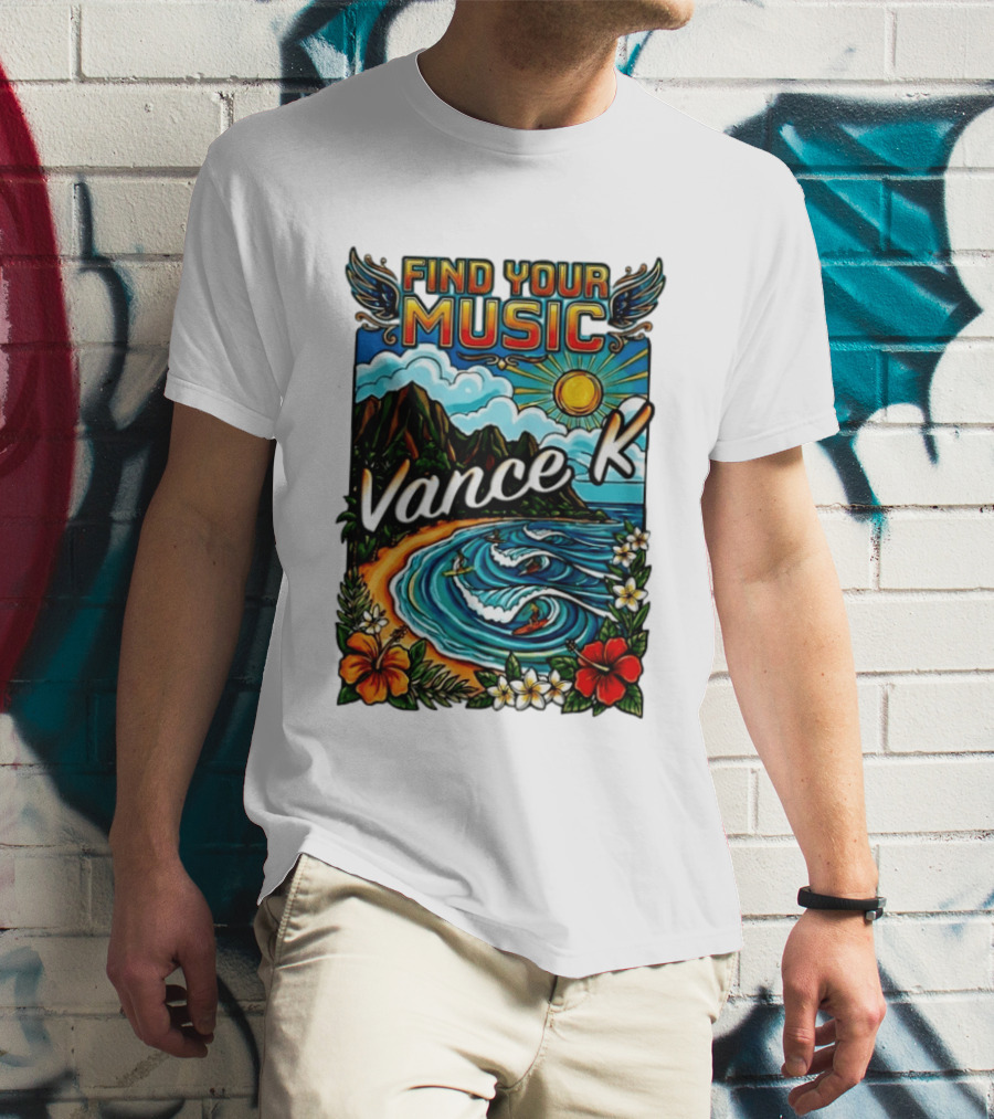 Find Your Music Vance K Tropical Surfing Paradise T-Shirt