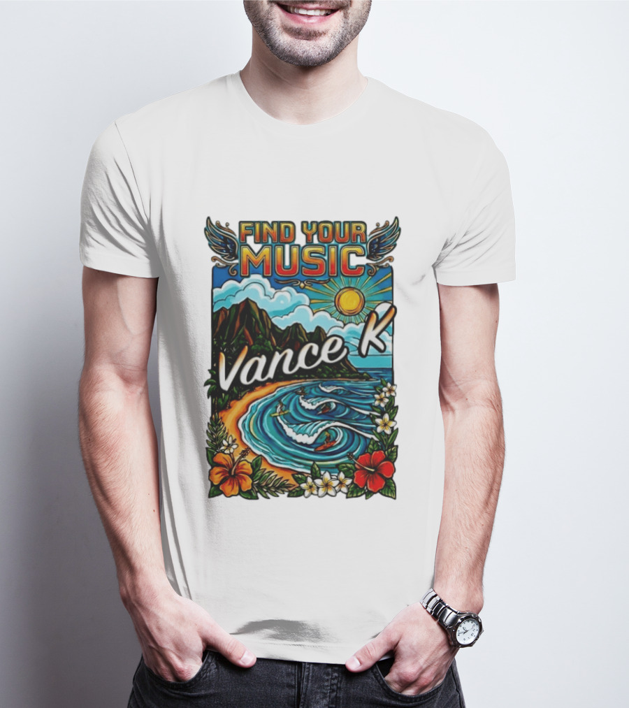 Find Your Music Vance K Tropical Surfing Paradise T-Shirt