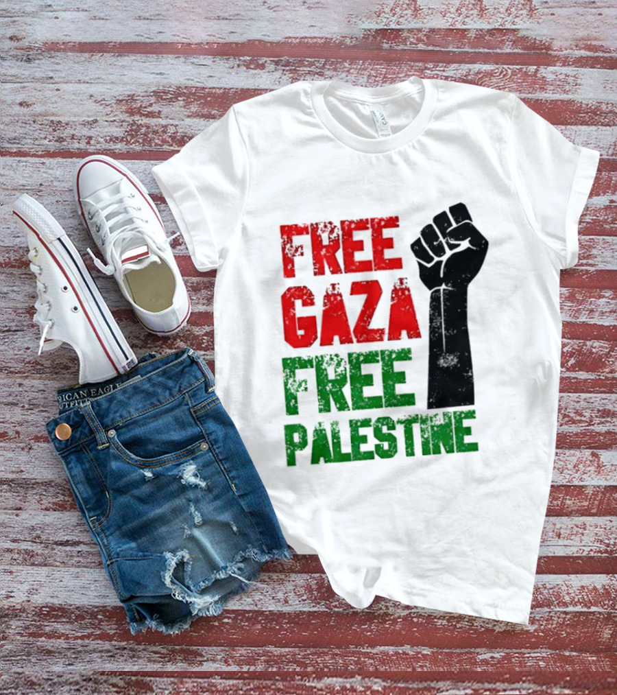 Free Gaza Free Palestine Raised Fist T-Shirt