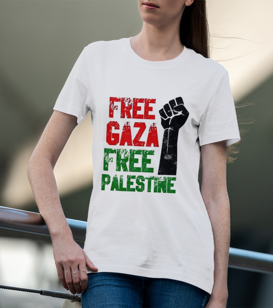 Free Gaza Free Palestine Raised Fist T-Shirt