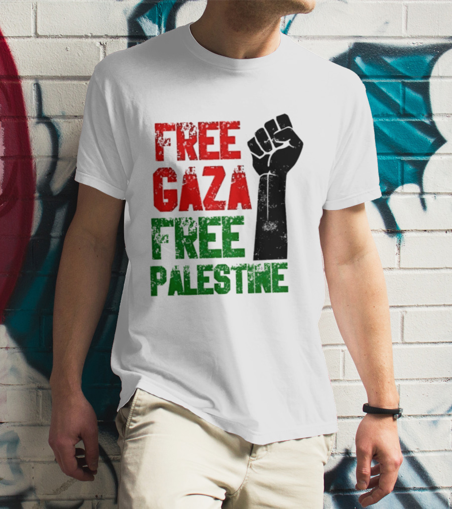 Free Gaza Free Palestine Raised Fist T-Shirt