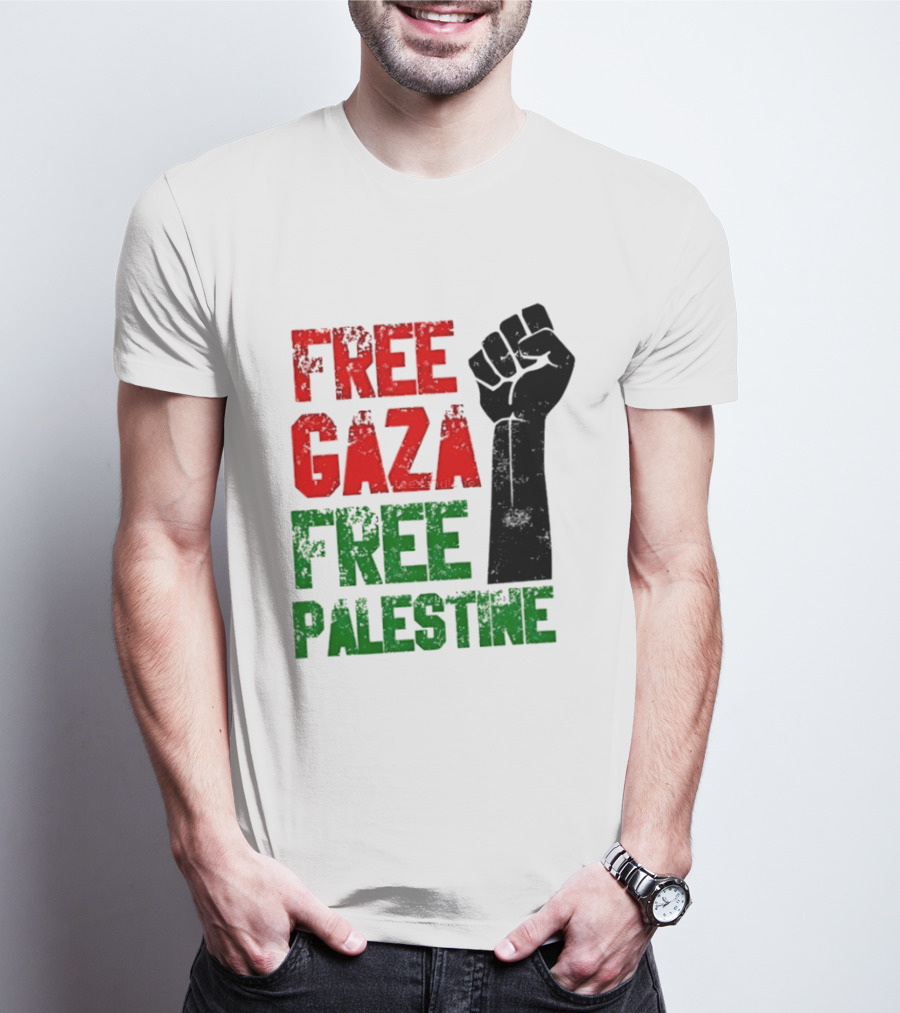 Free Gaza Free Palestine Raised Fist T-Shirt