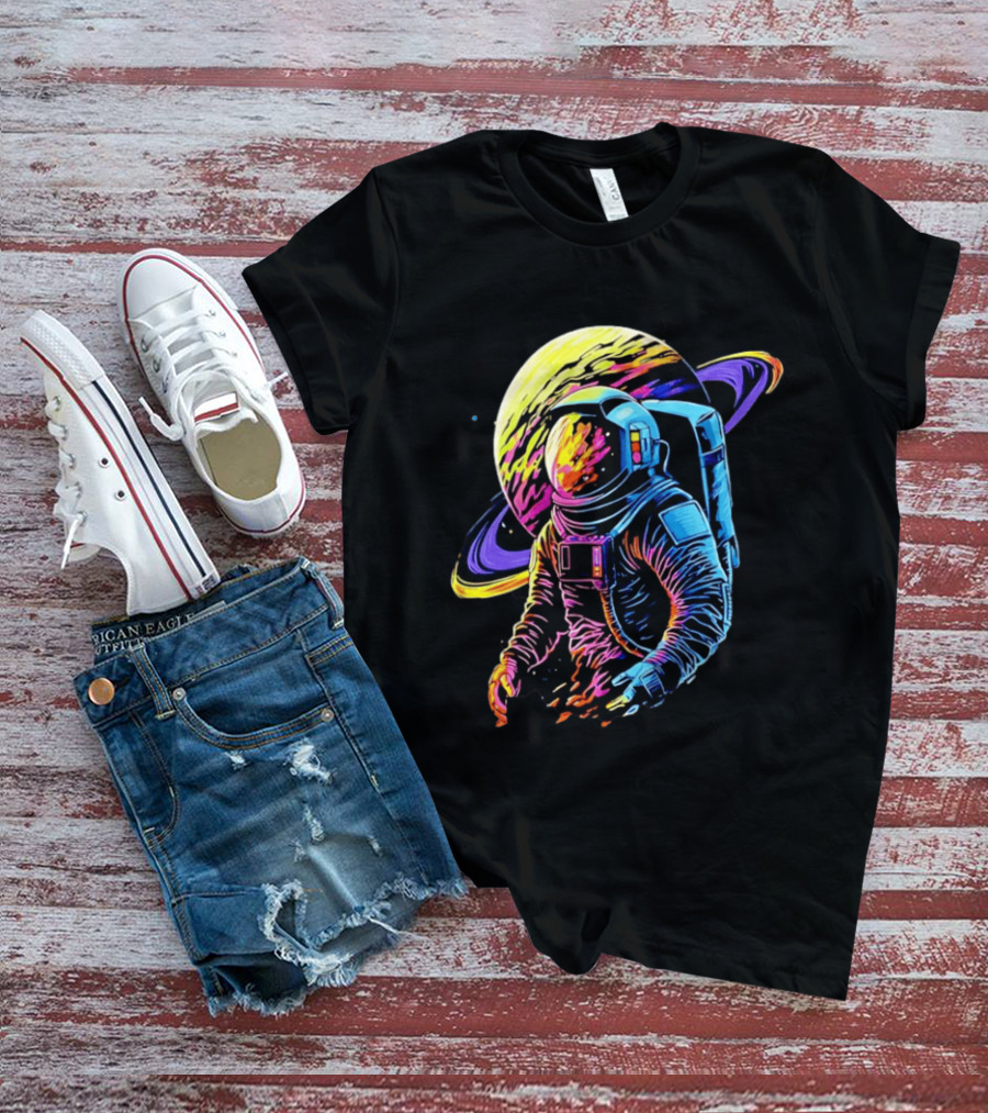 Astronaut Neon Into The Am Saturn Space Adventure T-Shirt