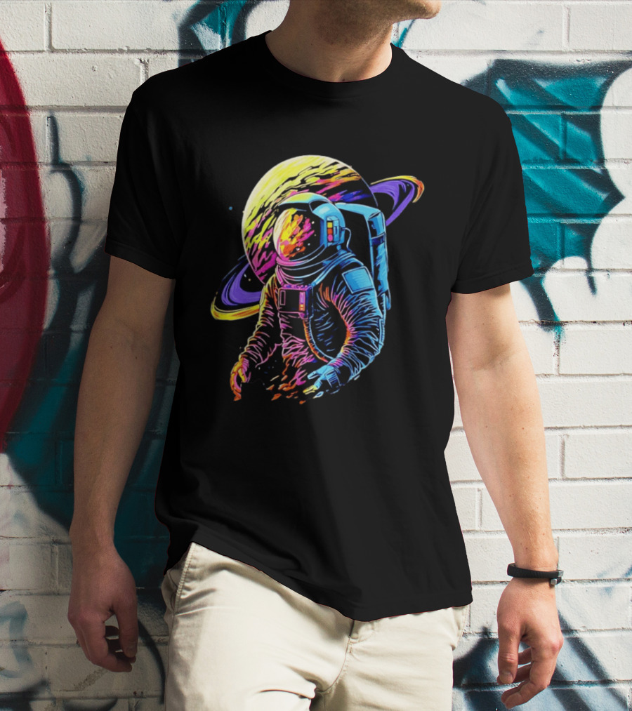 Astronaut Neon Into The Am Saturn Space Adventure T-Shirt