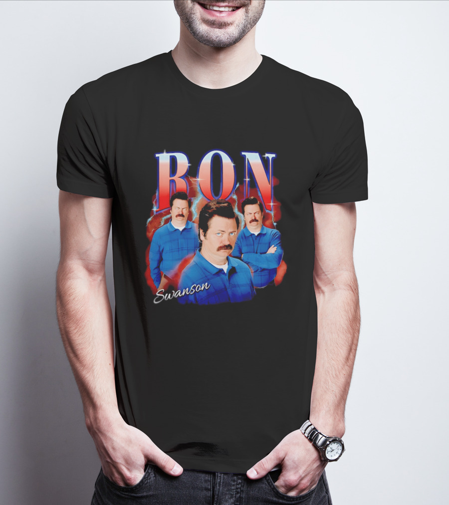 Ron Swanson Triple Image Humor T-Shirt