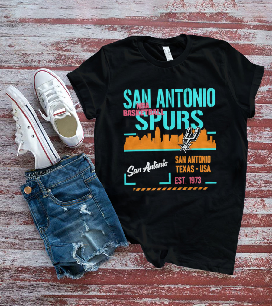 San Antonio Spurs Basketball Skyline Texas USA Est 1973 T-Shirt