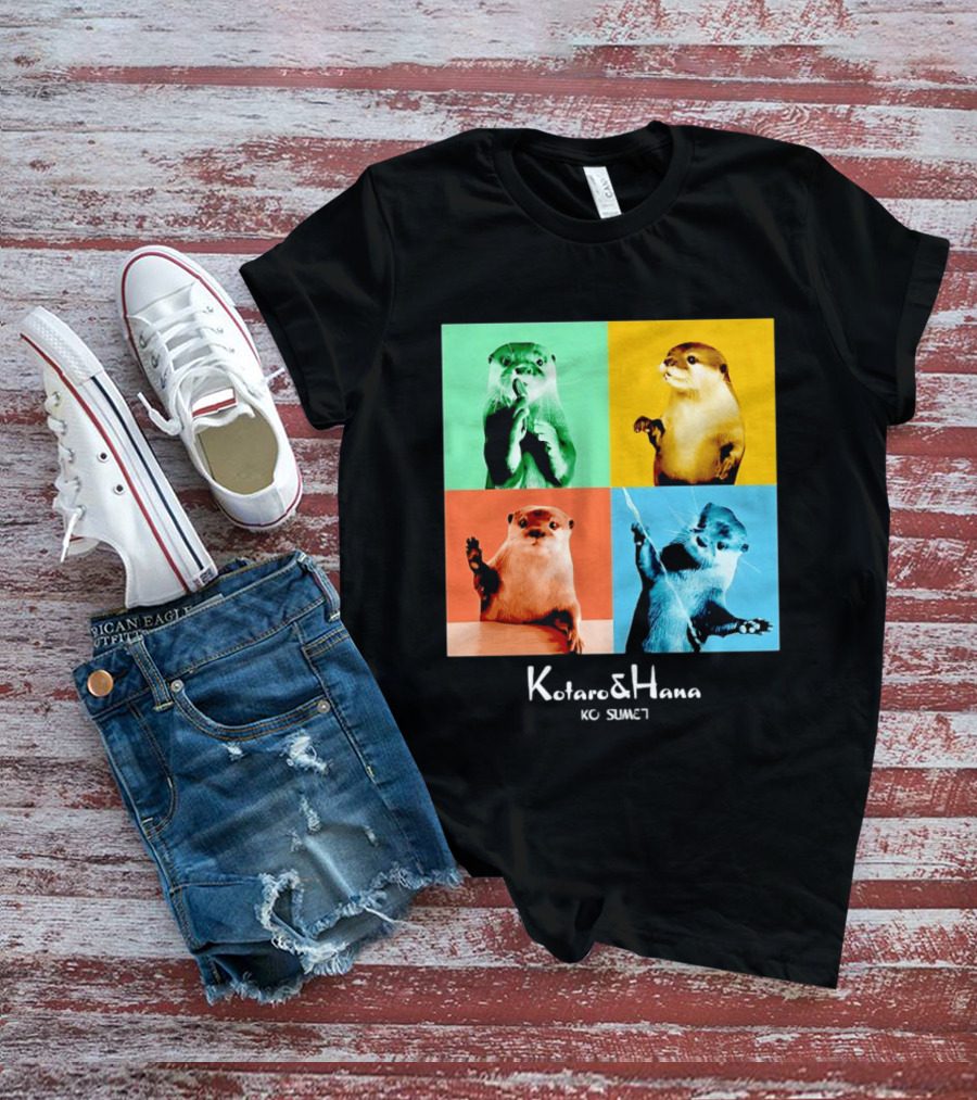Kotaro And Hana Otters Pop Art Kotsumet T-Shirt