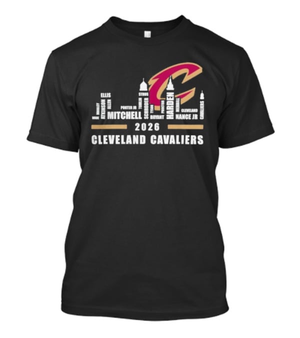 Cleveland Cavaliers 2026 Skyline Mitchell Bickerstaff Garland Allen Mobley Wade Okoro LeVert Stevens T-Shirt