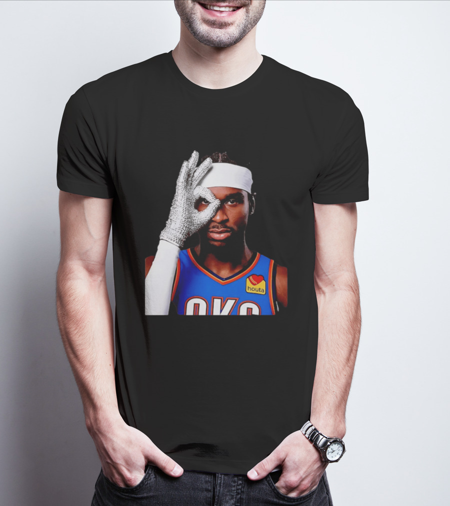Shai Gilgeous Alexander OKC Thunders Houta Jersey Iceman Glove Gesture T-Shirt