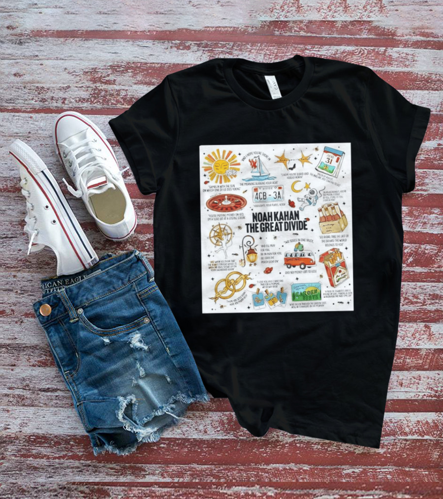 Noah Kahan The Great Divide Album Art Lyric Doodle August 31 Highlights T-Shirt