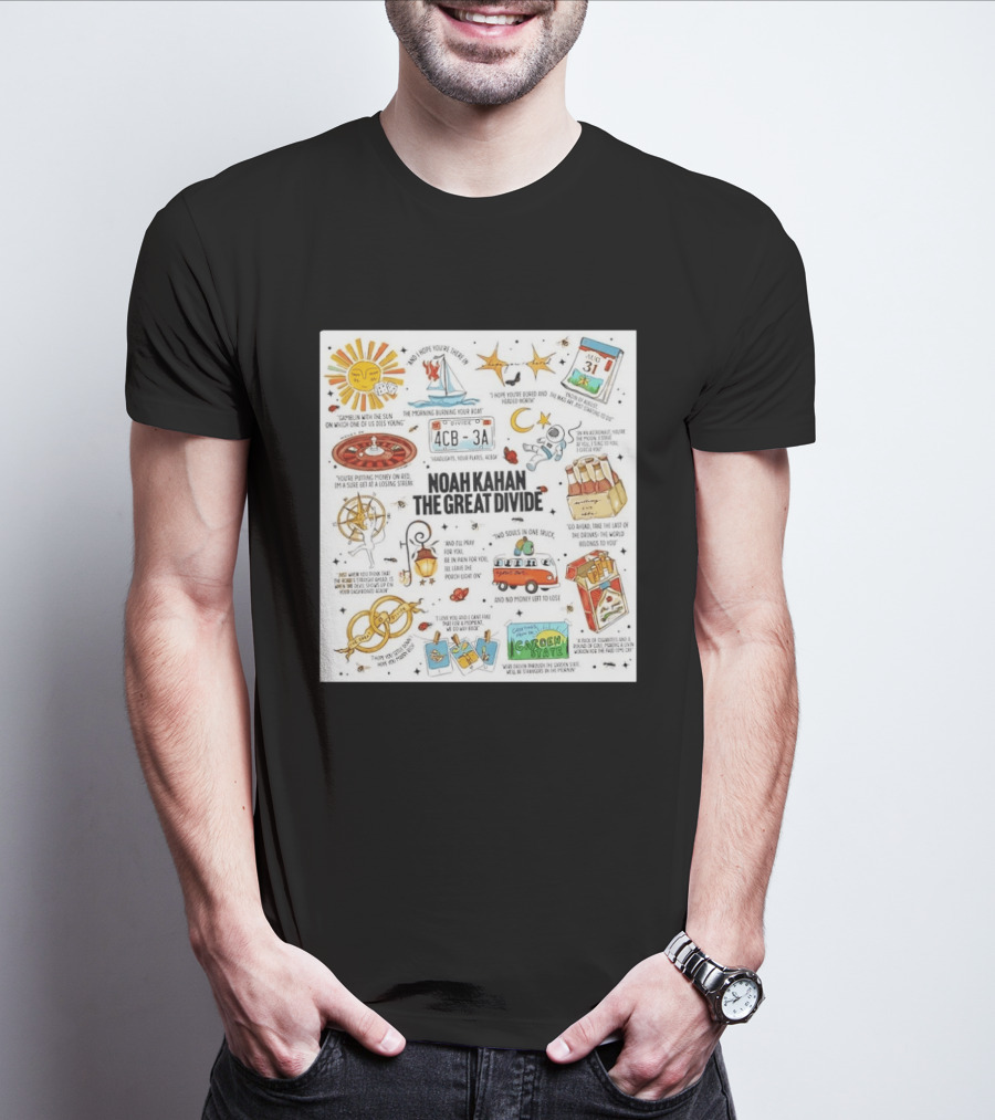 Noah Kahan The Great Divide Album Art Lyric Doodle August 31 Highlights T-Shirt