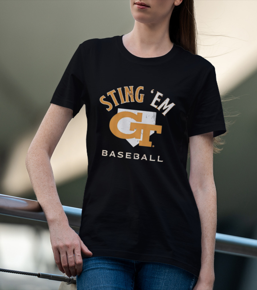 Georgia Tech Yellow Jackets Sting 'Em GT Baseball Home Plate T-Shirt