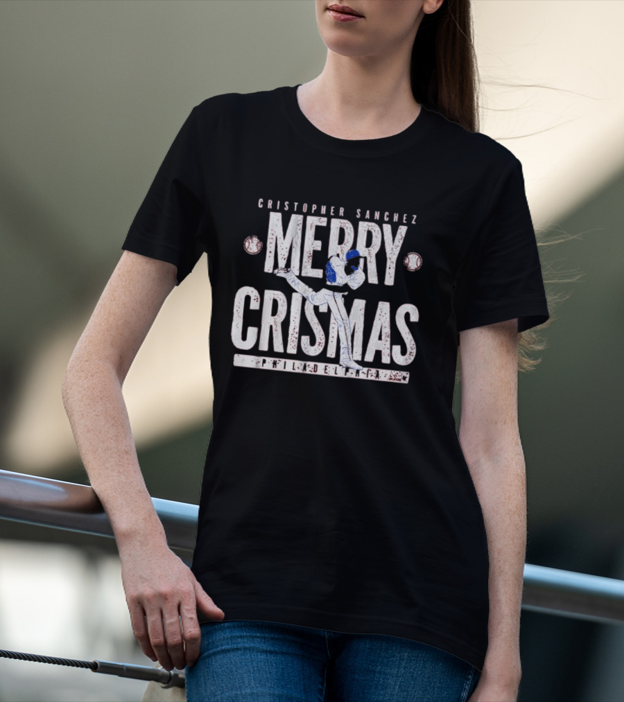 Philadelphia Phillies Cristopher Sanchez Merry Crismas Baseball Pitcher T-Shirt
