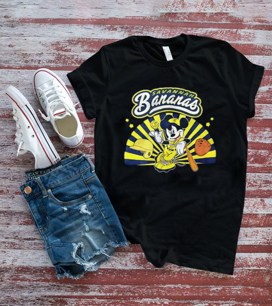 Savannah Bananas Mickey Mouse Baseball Team Sports Fan T-Shirt