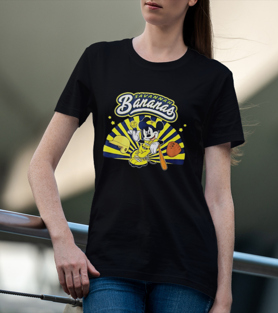 Savannah Bananas Mickey Mouse Baseball Team Sports Fan T-Shirt