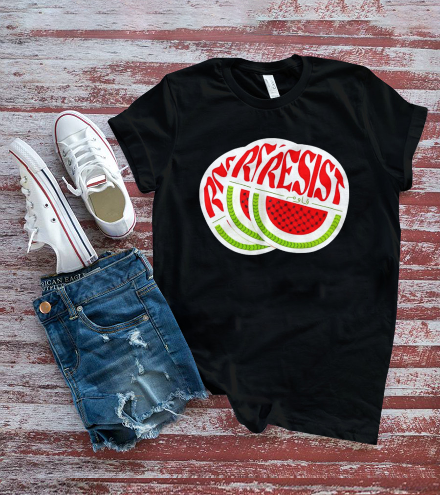 Watermelon Keffiyeh Resist Free Palestine Arabic Text قاوم T-Shirt