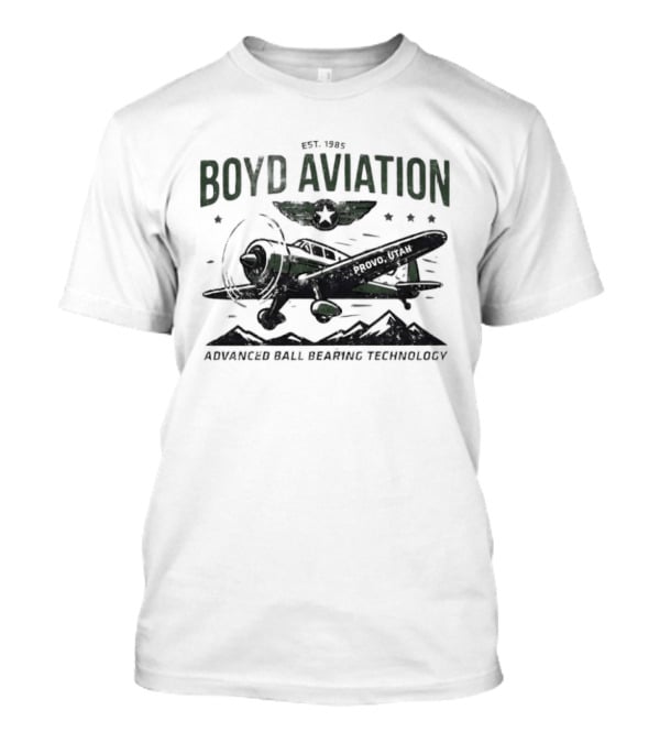 Boyd Aviation Advanced Ball Bearing Technology See The Stars Airplane And Mountain Scene T-Shirt
