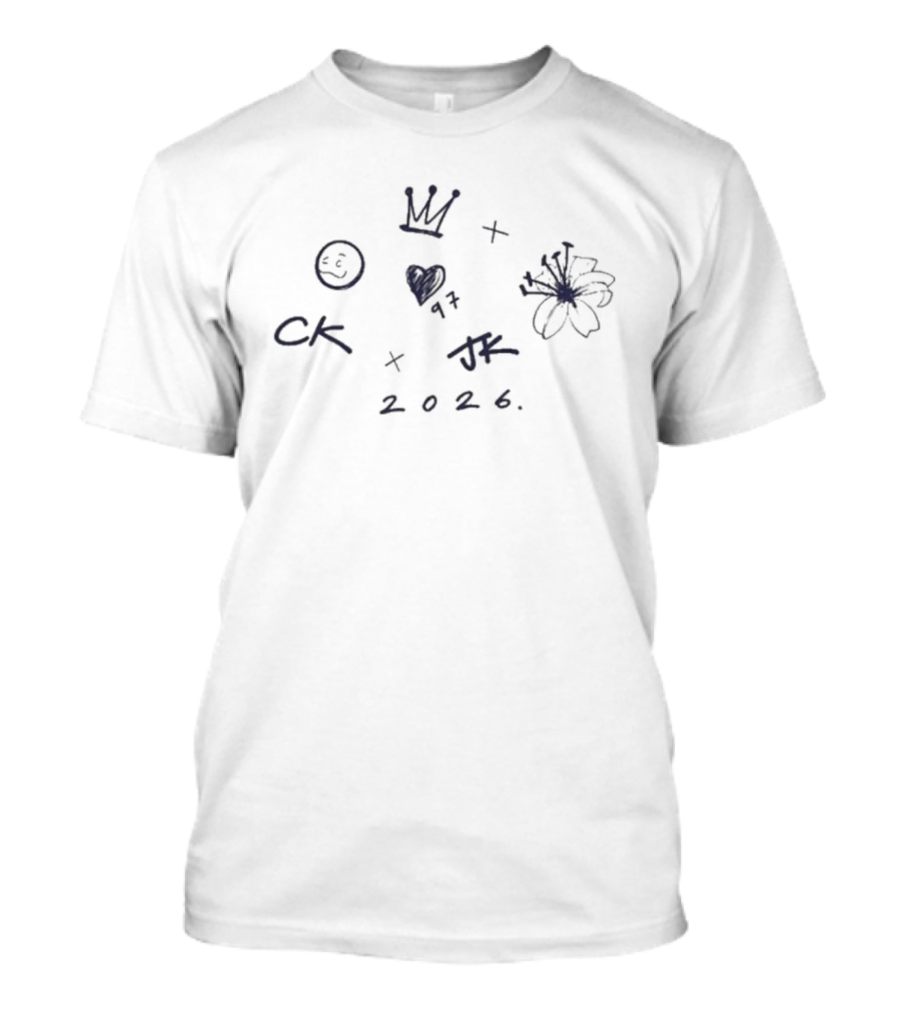 CK Heart JK 2026 Crown Flower Smiley T-Shirt