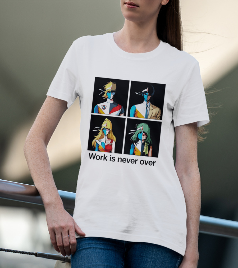 Crescendolls Work Is Never Over Daft Punk Interstella 5555 Characters T-Shirt