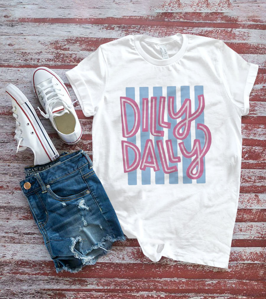 Dilly Dally Babier Pink And Blue Striped Playful T-Shirt