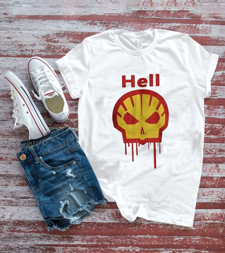 Hell Shell Dripping Skull Icon Red Yellow T-Shirt
