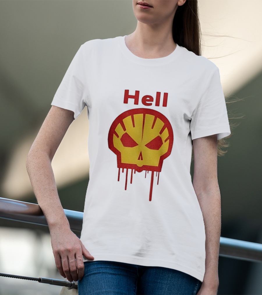 Hell Shell Dripping Skull Icon Red Yellow T-Shirt