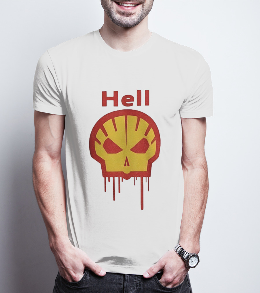 Hell Shell Dripping Skull Icon Red Yellow T-Shirt
