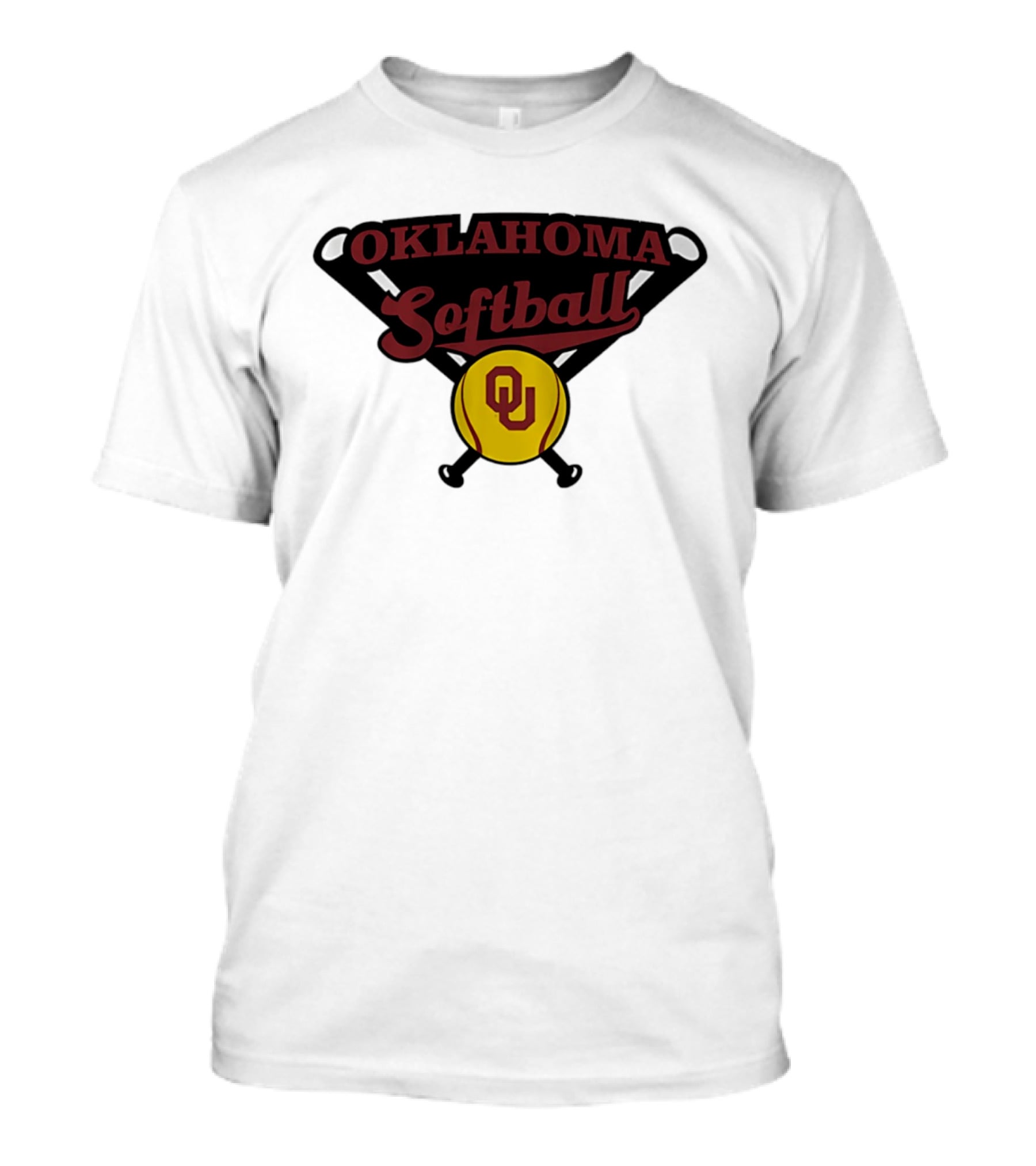 Oklahoma Softball OU Crossed Bats Yellow Ball T-Shirt