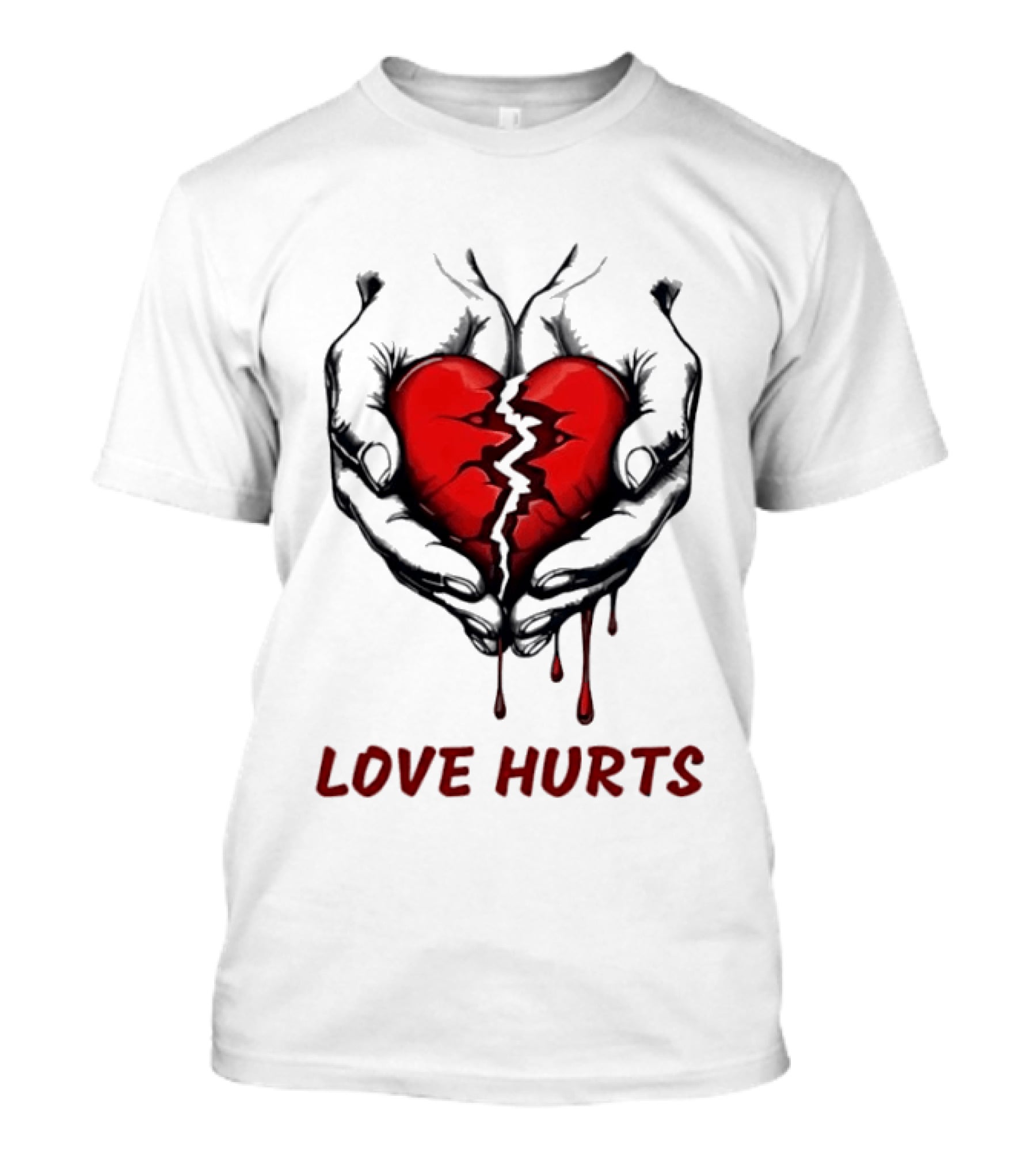 Love Hurts Bleeding Broken Heart Emotional Expression T-Shirt