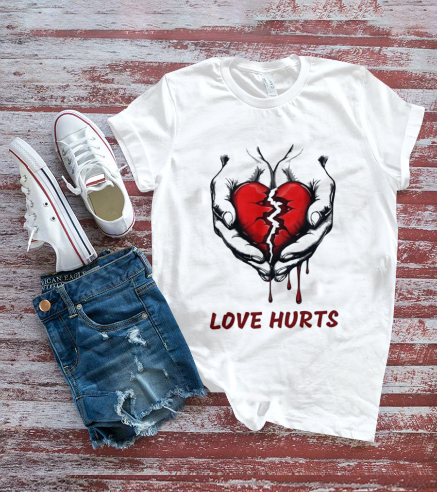 Love Hurts Bleeding Broken Heart Emotional Expression T-Shirt