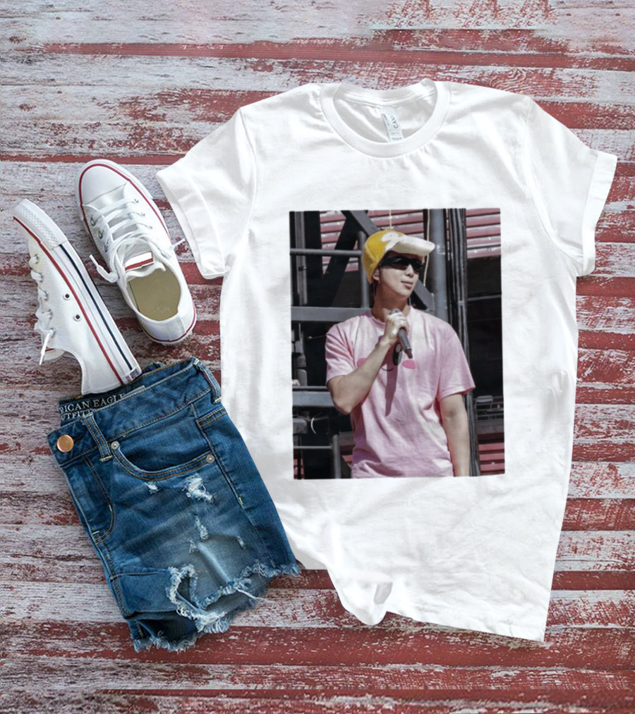 Namjoon Wearing Psyduck Hat Pink T T-Shirt