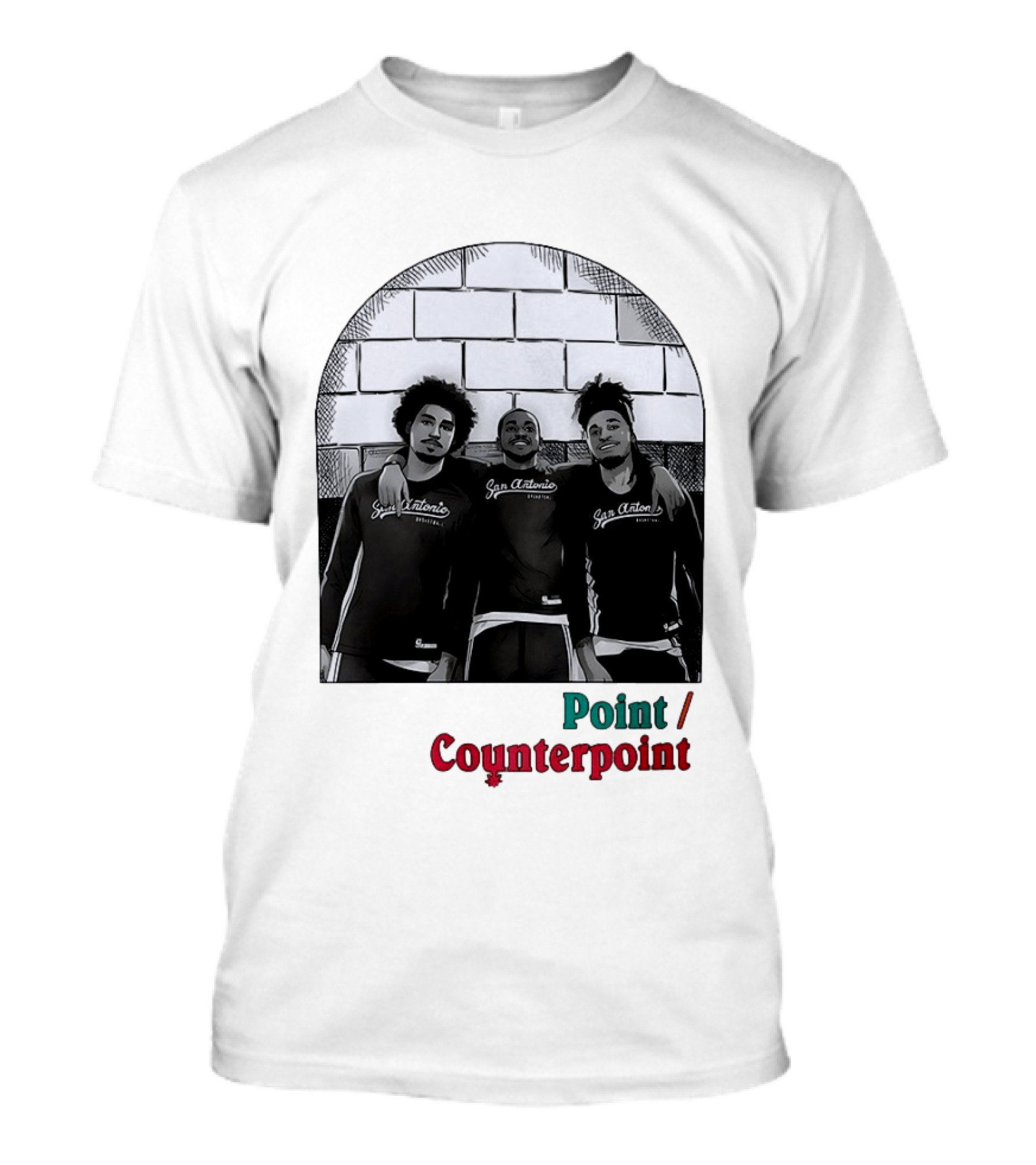 San Antonio Spurs Basketball Player Trio Point Counterpoint T-Shirt