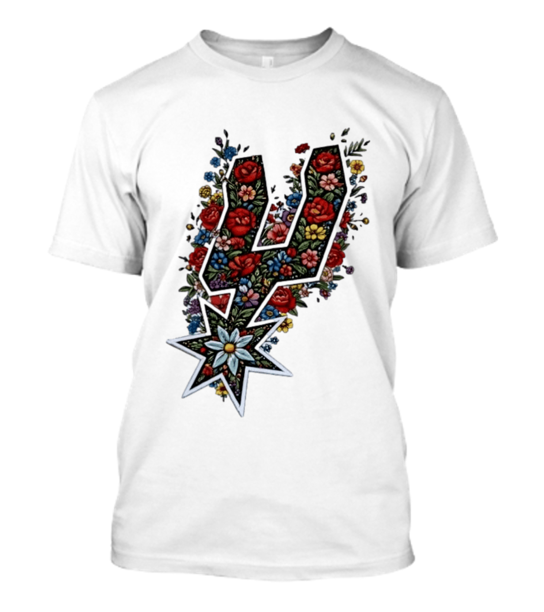 San Antonio Spurs Floral Rose Garden Spurs Team T-Shirt