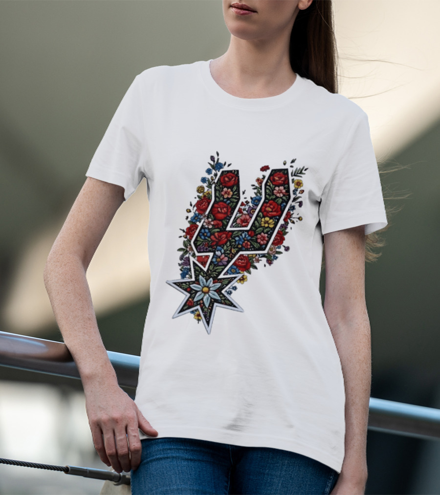 San Antonio Spurs Floral Rose Garden Spurs Team T-Shirt