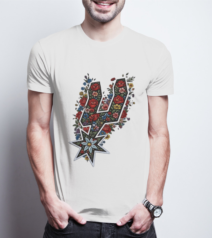 San Antonio Spurs Floral Rose Garden Spurs Team T-Shirt