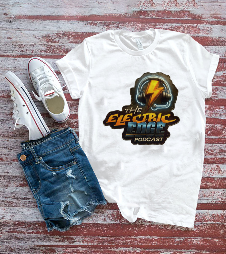 The Electric Edge Podcast Headphone Lightning Bolt T-Shirt