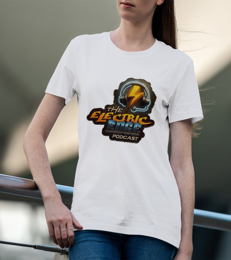 The Electric Edge Podcast Headphone Lightning Bolt T-Shirt
