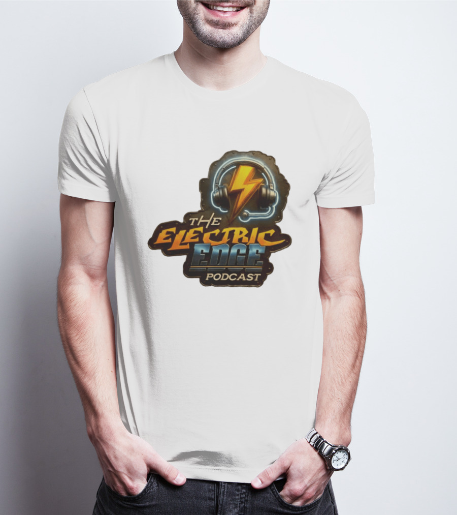 The Electric Edge Podcast Headphone Lightning Bolt T-Shirt