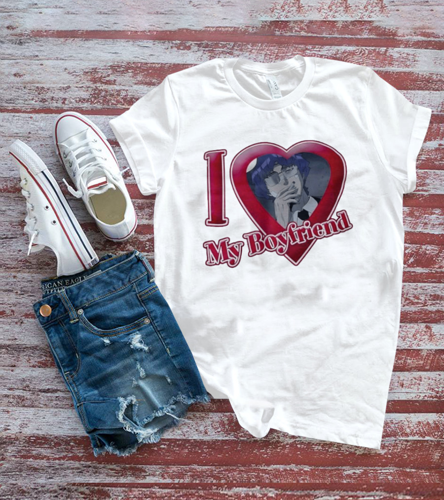I Love My Boyfriend Heart Anime Style Wolf Keum Wind Breaker T-Shirt
