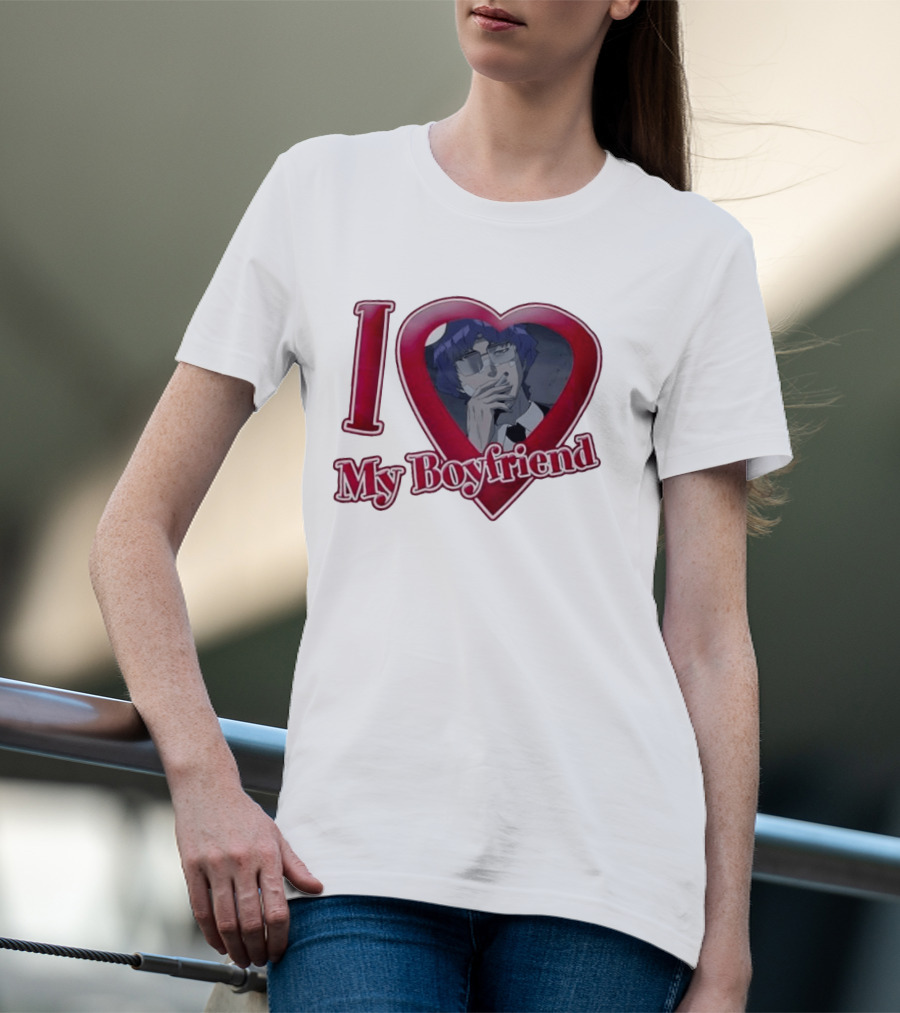 I Love My Boyfriend Heart Anime Style Wolf Keum Wind Breaker T-Shirt