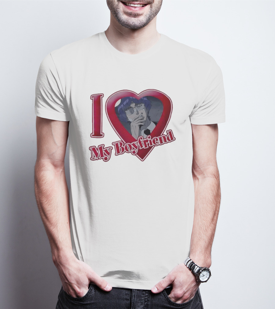 I Love My Boyfriend Heart Anime Style Wolf Keum Wind Breaker T-Shirt