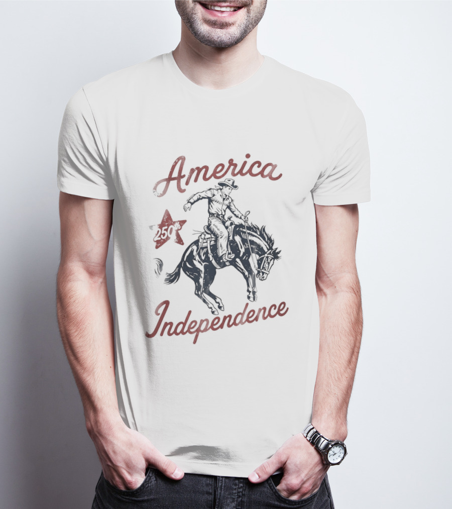 America Independence Cowboy 250th Anniversary USA Independence Day T-Shirt