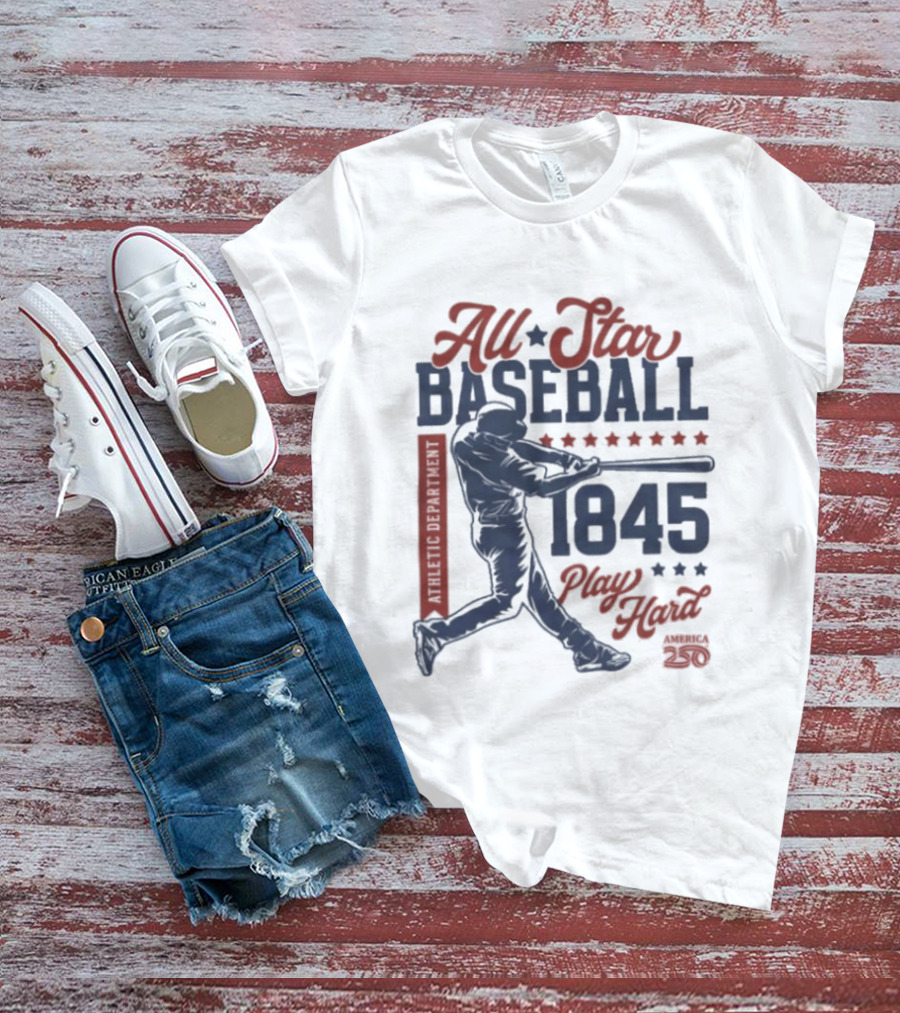 All Star Baseball 1845 Player Red Blue T-Shirt