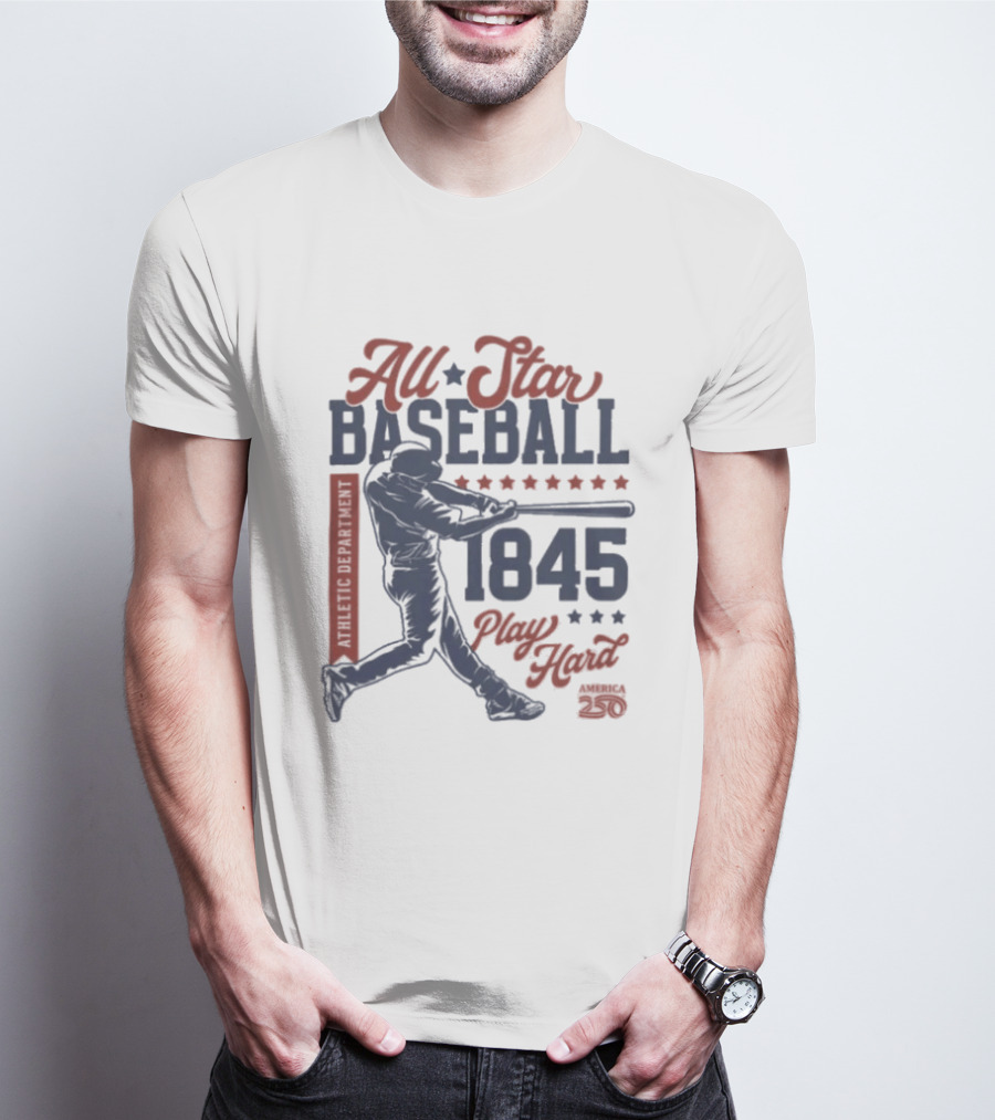 All Star Baseball 1845 Player Red Blue T-Shirt