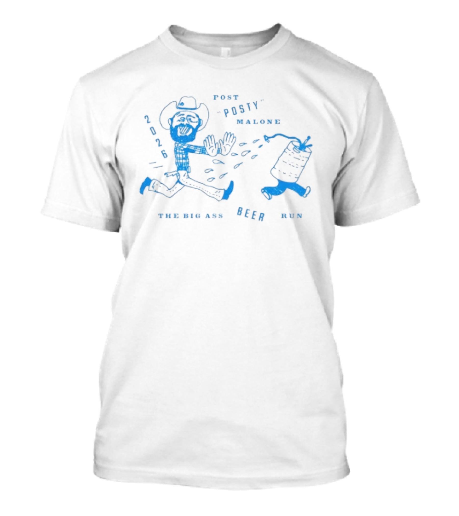 Post Malone Beer Run Cowboy Cartoon You Can Run Beer 2023 T-Shirt