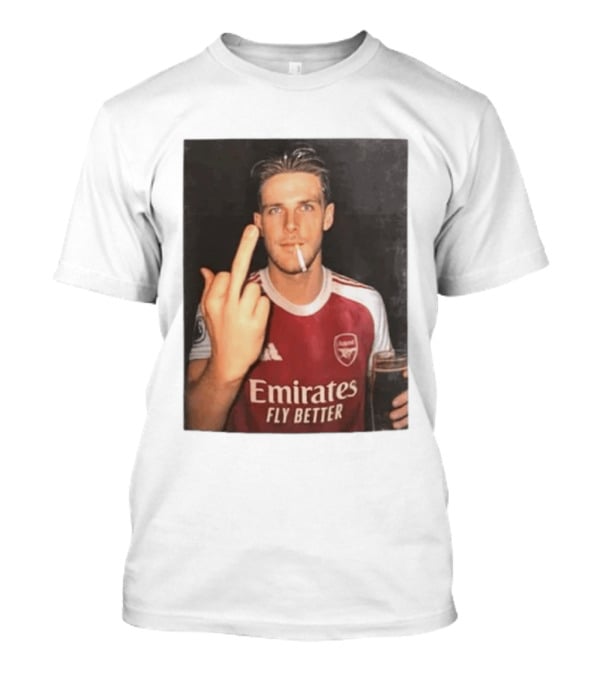 Emirates Fly Better Arsenal Middle Finger Smoking Soccer Player T-Shirt