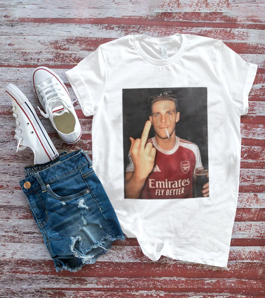 Emirates Fly Better Arsenal Middle Finger Smoking Soccer Player T-Shirt