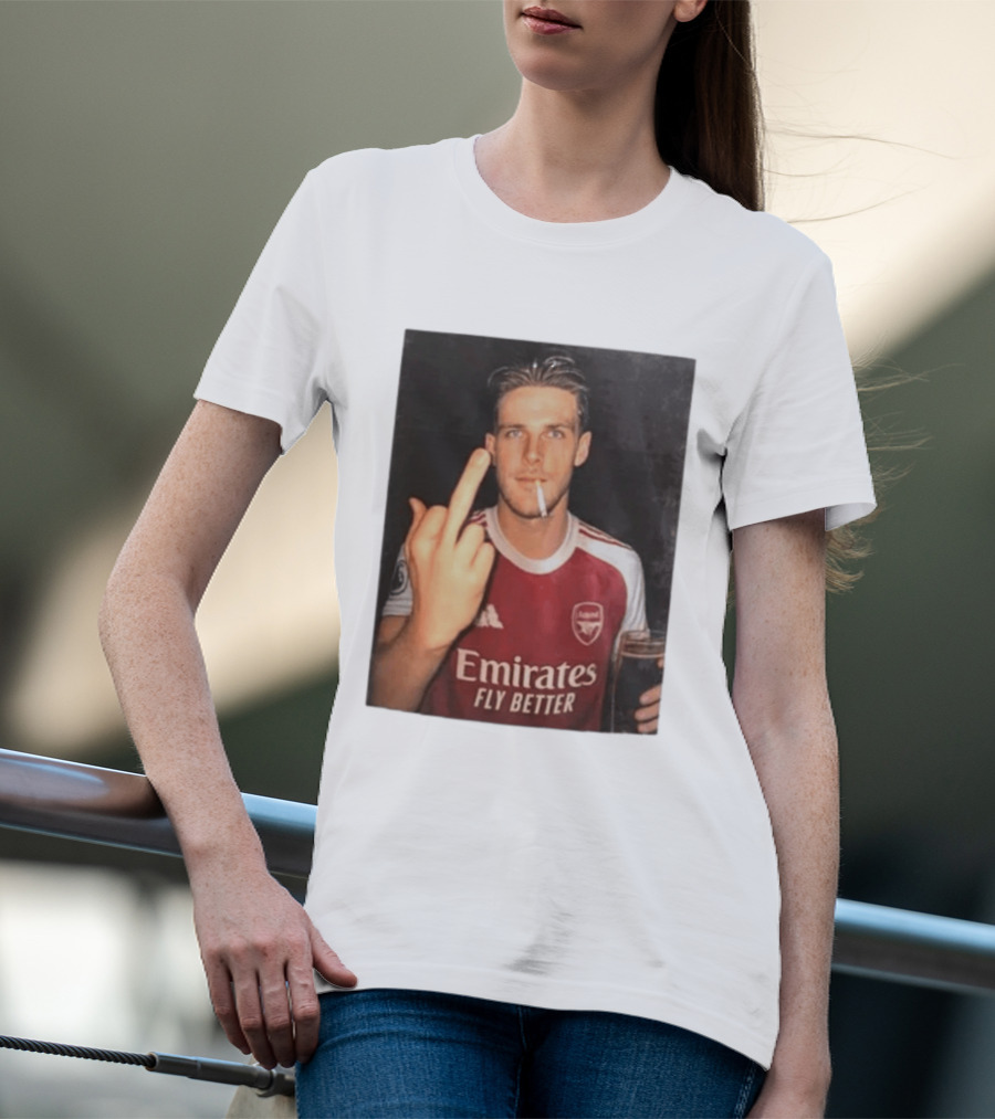 Emirates Fly Better Arsenal Middle Finger Smoking Soccer Player T-Shirt